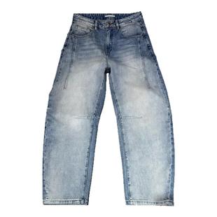 2026春季新款直筒弯刀裤男立体剪裁宽松阔腿裤高街痞帅水洗牛仔裤