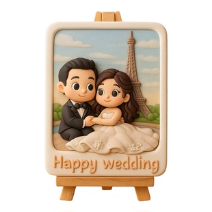 照片定制3D浮雕立体冰箱贴相框摆件礼物情侣闺蜜新婚礼物全彩打印