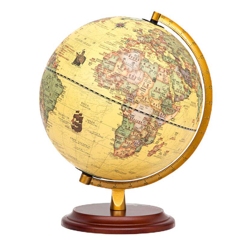 天屿木质复古黄色地球仪摆件轻奢高档3d立体悬浮官方旗舰店发光