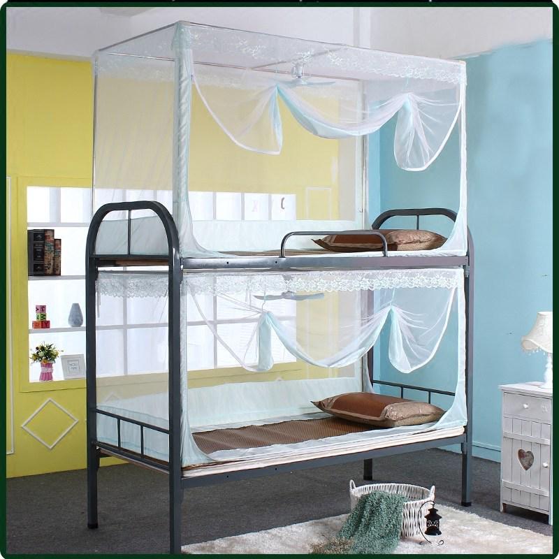 蚊帐初高中学生宿舍上下铺通用三开门0.9m80单人床伸缩全透明白色