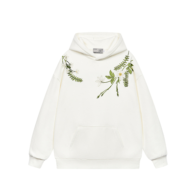 HACR丨harshandcruel 新中式花卉花环刺绣文字HACR廓形连帽卫衣