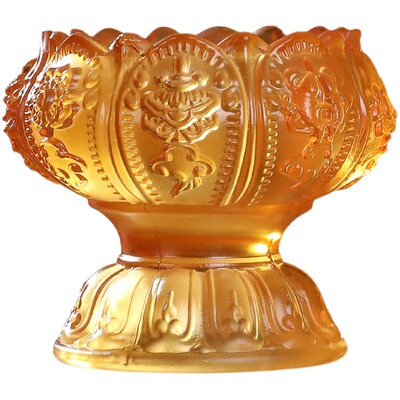 琉璃莲花八吉祥酥油灯座家用蜡烛