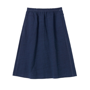 【新品】素然 Klee Klee 26夏女士环保棉靛蓝染竹节纱松紧腰半裙