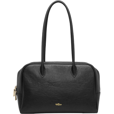 金利来时尚女包手提包新款吐司包大容量牛皮黑色单肩波士顿腋下包