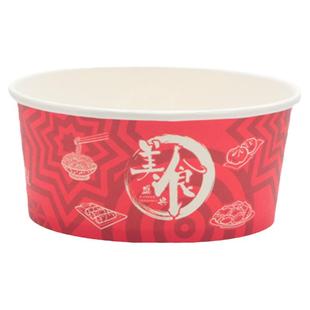 加厚一次性纸碗圆形饭盒整箱家用吃货盒碗筷外卖快餐用打包盒盖子