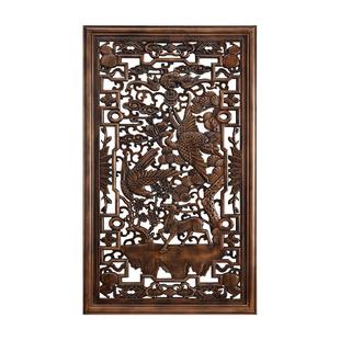 东阳木雕挂件香樟木头雕刻竖屏仿古中式客厅壁挂入户玄关装饰挂画