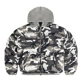 Grailz ProjectGR 23fw 双面穿迷彩廓形棉服Bomber拉链外套蓬松韩