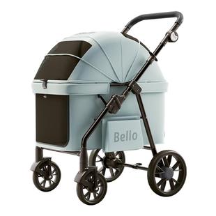 bello D9中大型宠物推车狗狗猫咪外出小推车空间一体折叠轮子减震