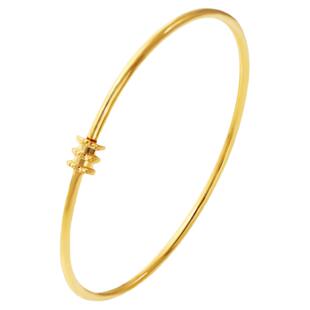 弥高18K黄金小蛮腰吊坠手镯素金手饰k金女款手环正品送礼