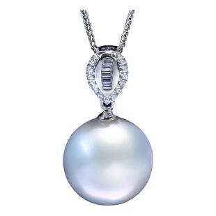 吉尔德GIID海水维纳斯冷光澳白珍珠项链吊坠12-13mm18K金钻石正圆