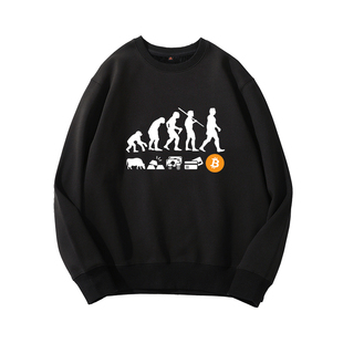 马斯克同款卫衣人类货币进化衣服BTC区块链币圈套头男长袖连帽衫