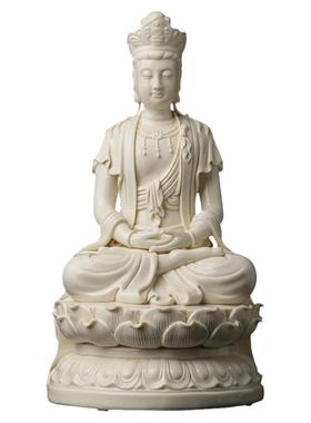 戴玉堂周金田陶瓷摆件《禅定观音菩萨仿古瓷》客厅佛像供奉家用