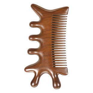 檀木多功能四合一按摩梳子头部疏通经络头皮脸部眼部肩颈木梳发梳