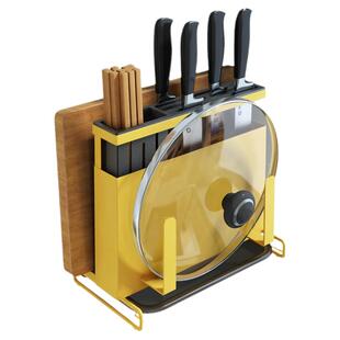 刀架厨房置物架免打孔刀座不锈钢刀板筷子笼一体收纳用品放锅盖架