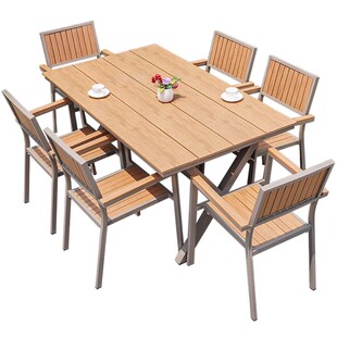 户外塑木桌椅庭院别墅花园阳台防水防晒休闲露台咖啡厅室外摆桌椅