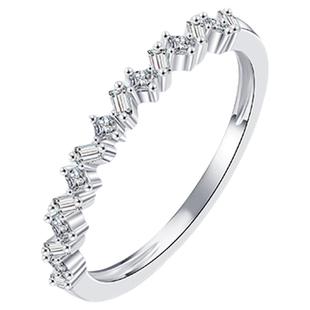 瑞恩18k金天然真钻女戒戒指钻石排镶钻戒轻奢情人节礼物新年礼