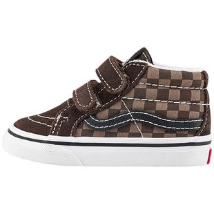 Vans范斯童鞋官方 SK8-Mid Reissue V棕色棋盘格小童板鞋