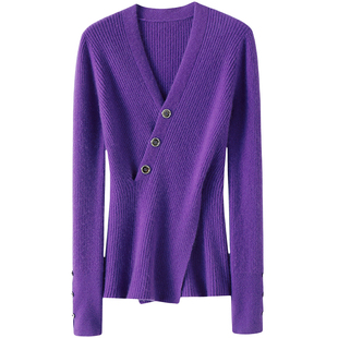 启超惊艳气质~V领100%纯山羊绒衫女纯羊绒毛衣针织衫修身打底衫