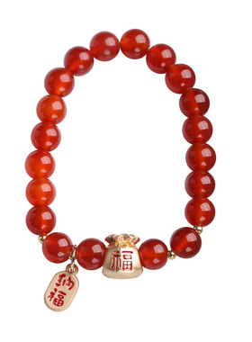 来财来财天然红玛瑙手链