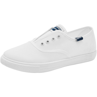 小白鞋女2025爆款新款开车软底布鞋夏运动休闲学生一脚蹬帆布鞋子