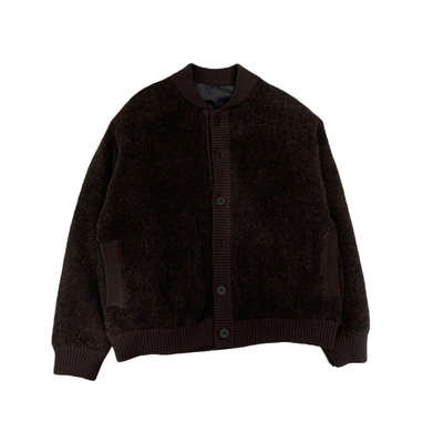 潮牌针织毛衣拼接棒球领羽绒服