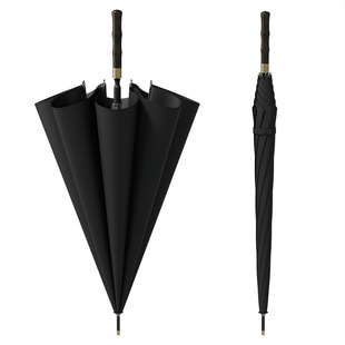 左都檀木伞高端长柄雨伞自动防风加大加厚加固大号家用暴雨专直杆