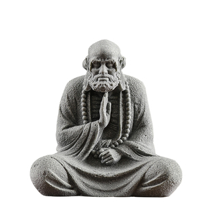 国潮文创达摩禅意人物桌面摆件鱼缸造景弘一法师佛像家居微景装饰