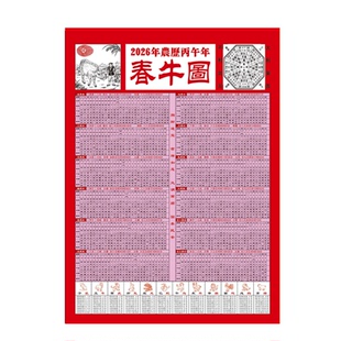 春牛图2026年挂画正宗闽南彩色洪潮和生车喜车民俗生肖年历日历