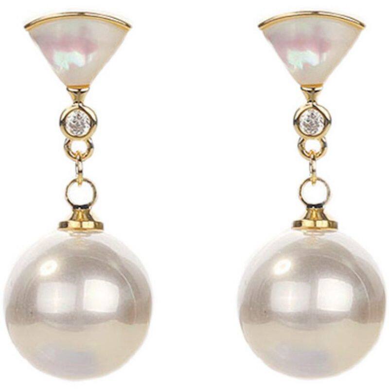 蚊香盘耳夹隐形不疼的无耳洞耳坠扇形珍珠上班的耳环气质简约女款