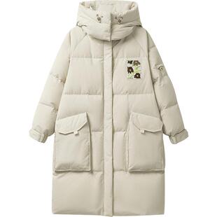 播中长款连帽领加厚羽绒服女冬季都市机能防风外套DDR4RD5216