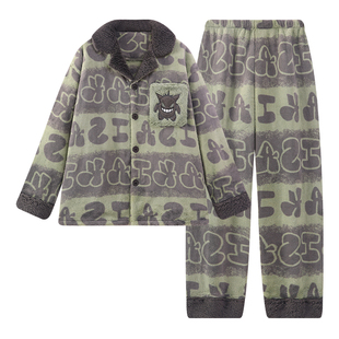 男士睡衣冬季2025新款加绒加厚珊瑚绒青少年男生法兰绒家居服套装