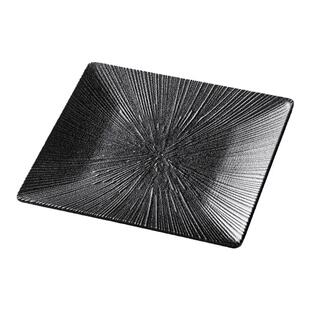 祥源美密胺餐具黑色盘子正方形炒粉炒饭快餐盘火锅菜盘烤肉盘商用