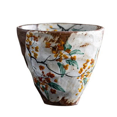 觅己手绘老岩泥茶杯复古粗陶茶具