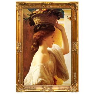 手绘古典人物油画 客厅挂画欧式玄关装饰画 圣餐拿水果的女孩N219