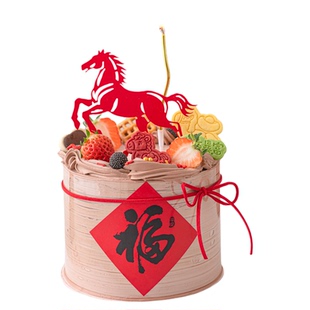 2026新年跨年蛋糕装饰千里马骏马亚克力插件马年春节福字贴纸装扮
