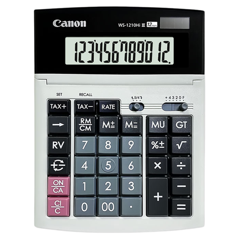 Canon佳能WS-1210HiIII双重电源计算器屏幕可调商务办公用计算机电脑按键快速翻打