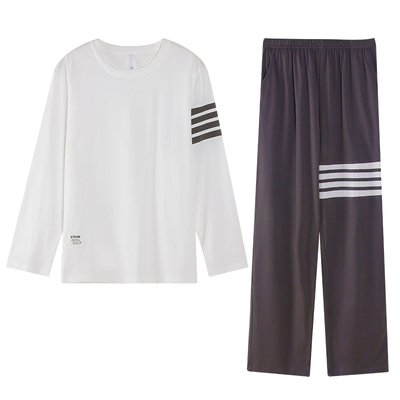 全棉圆领休闲秋冬家居服套装外穿