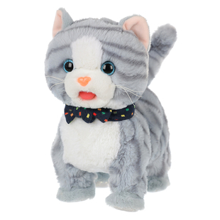 仿真猫咪玩偶西高地小狗毛绒玩具牵绳会走摸头吐舌头智能电动玩具