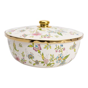 高端搪瓷和面盆子带盖食品级发面揉面专用加厚盆碗厨房家用大汤盆