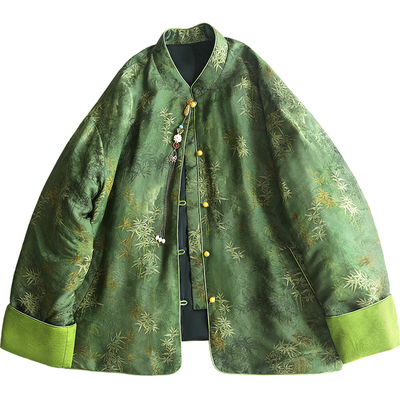 云澍新中式宽松印花棉衣香云纱春