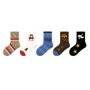 派米儿童袜子秋冬款中筒袜男童女童宝宝a类柔软卡通可爱无骨棉袜