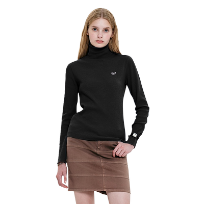 大樱桃长袖T恤黑色高领打底衫