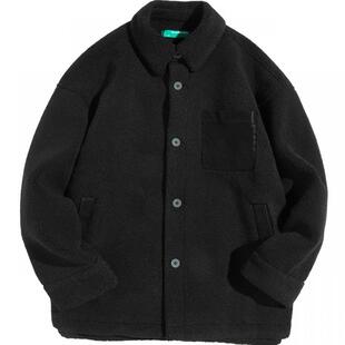 流石男装冬装时尚外套2026年新款春季男士仿羊羔毛摇粒绒短款夹克