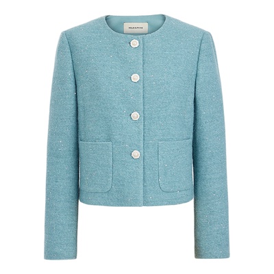 MOJO AVENUE莫佐2025新款法式气质香风套装女秋冬薄荷绿箱型短外