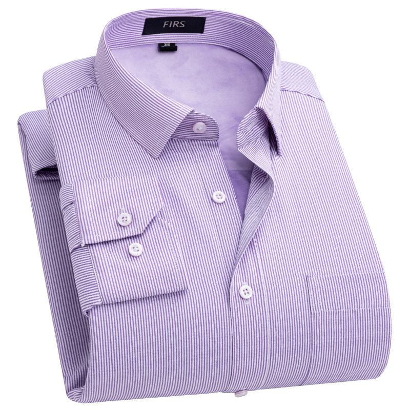 【加绒加厚】杉杉长袖男士衬衫保暖衬衣寸秋冬条纹中老年商务正装