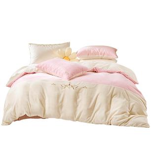 富安娜家纺慕斯绒四件套冬季加厚法兰绒床品牛奶绒珊瑚绒床单被套