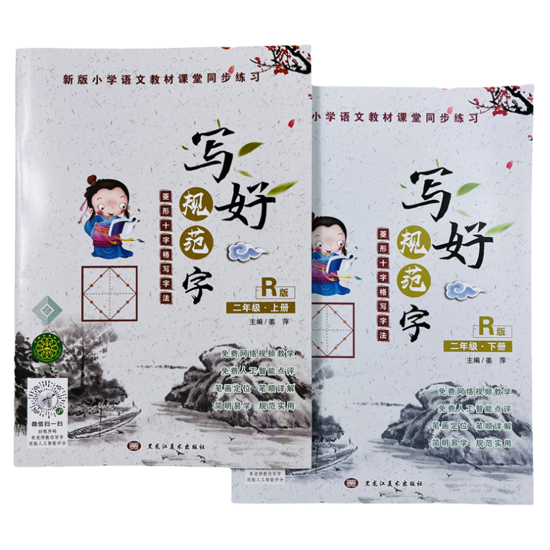 人教版写好规范字二年级上下册十字格写字法语文同步训练小学生书法铅笔钢笔硬笔正楷练字帖笔画笔顺字词专练带测试点评小学教辅