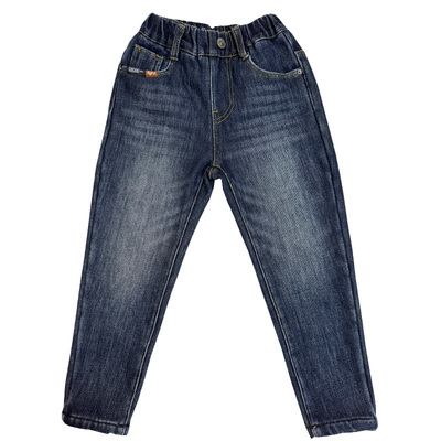 男童加绒牛仔裤子小脚修身长裤