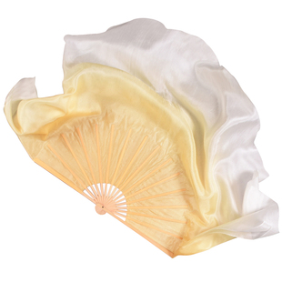 古典舞扇子金黄米黄白渐变胶州秧歌民族舞舞蹈道具双面真丝跳舞扇