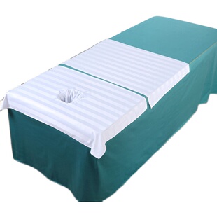 美容床头洞巾缎条丝光棉推拿布按摩布推拿按摩巾趴枕巾美容按摩院